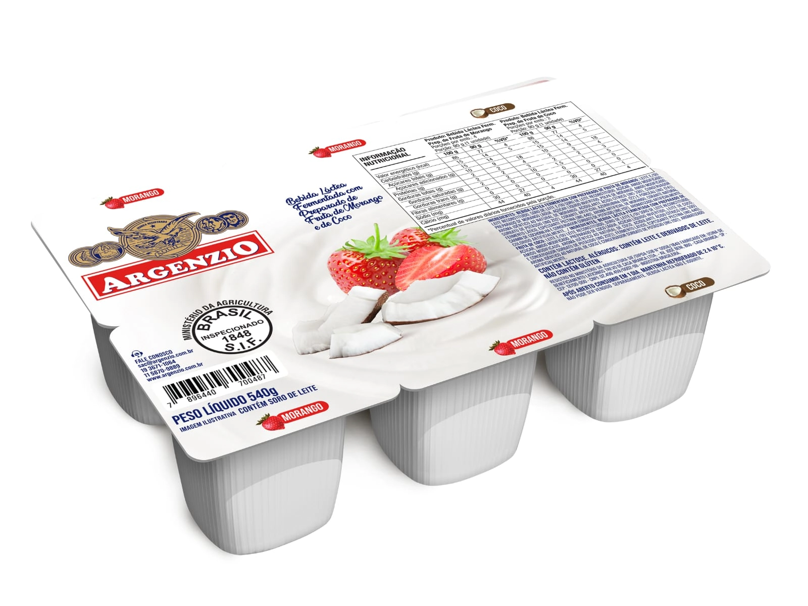 Beb. Lactea Argenzio 540gr Coco/morango