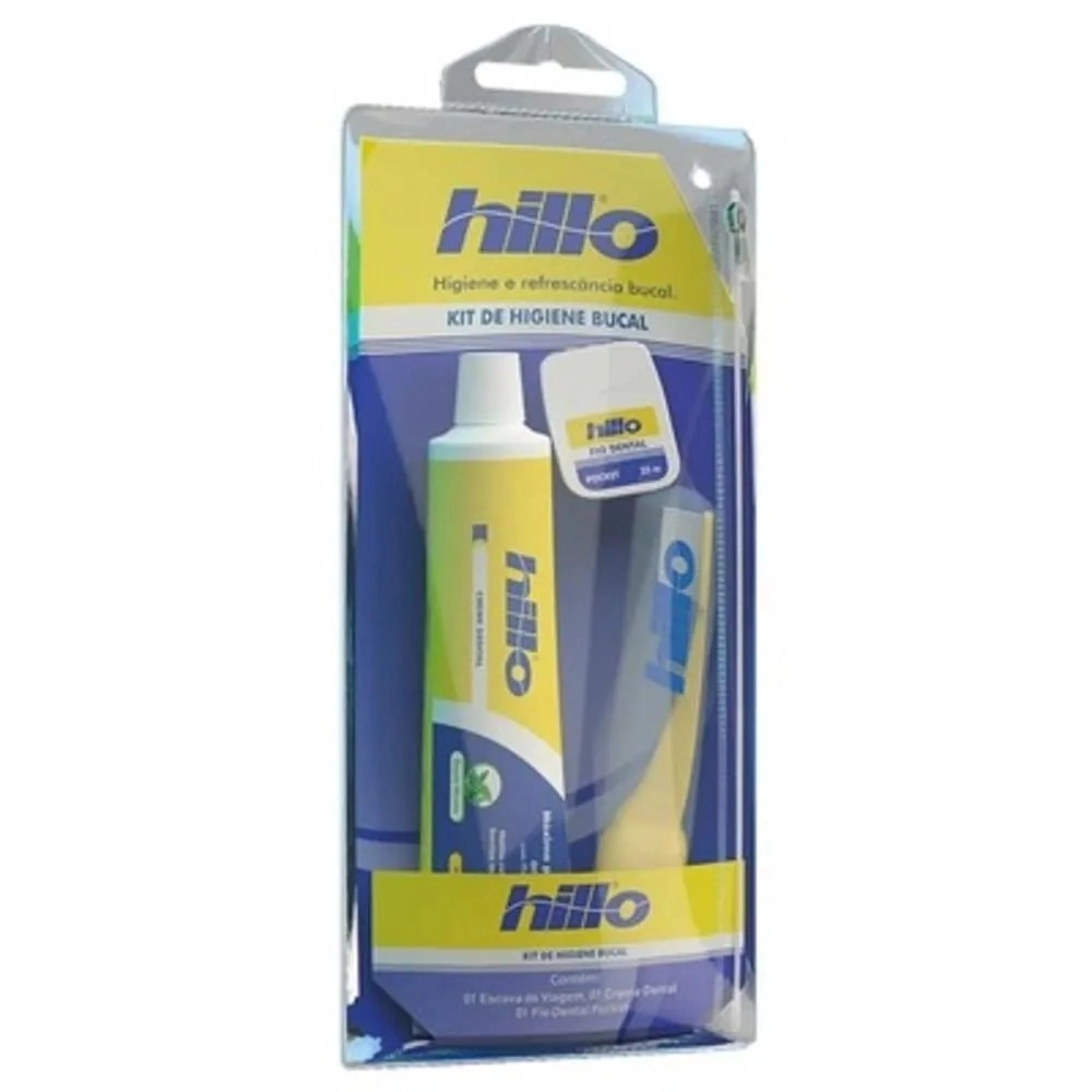 Kit Hillo Higiene Bucal Escova Gel Dental Fio Dental