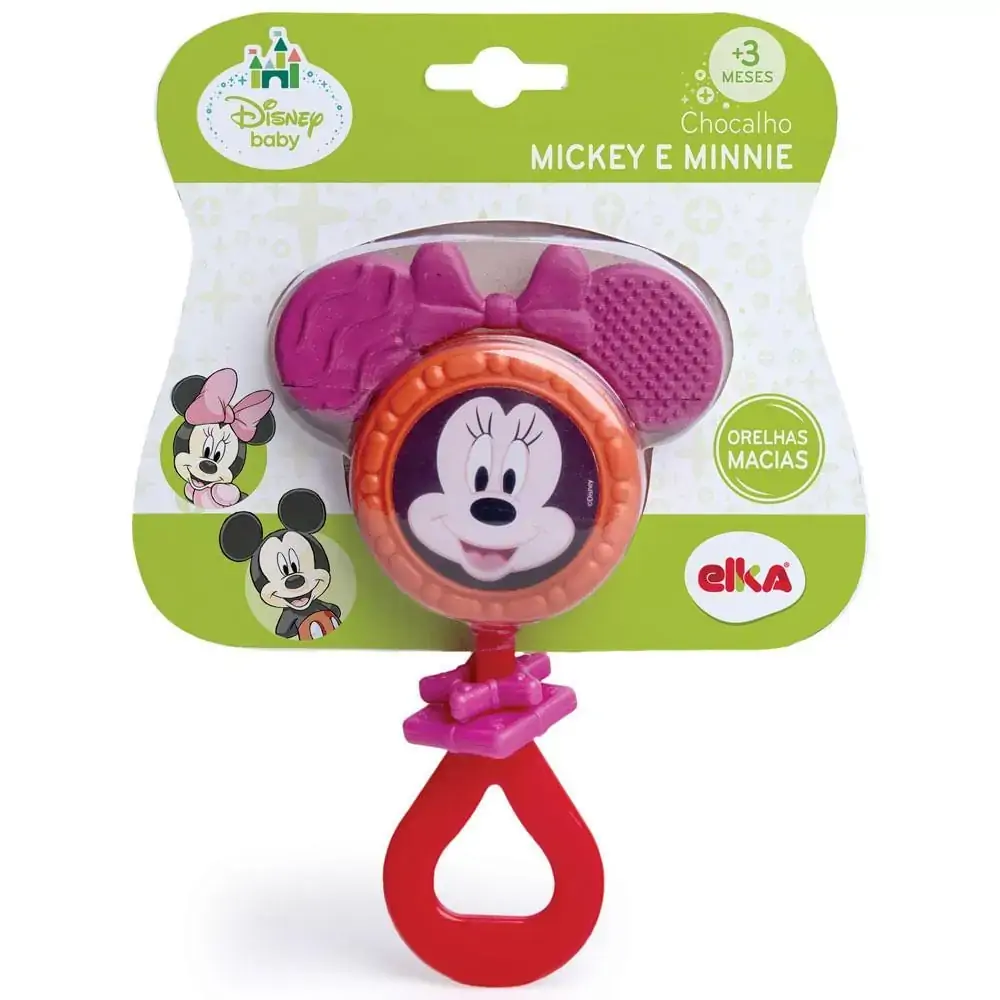 Chocalho e Mordedor - Disney - Minnie - Branco - Elka