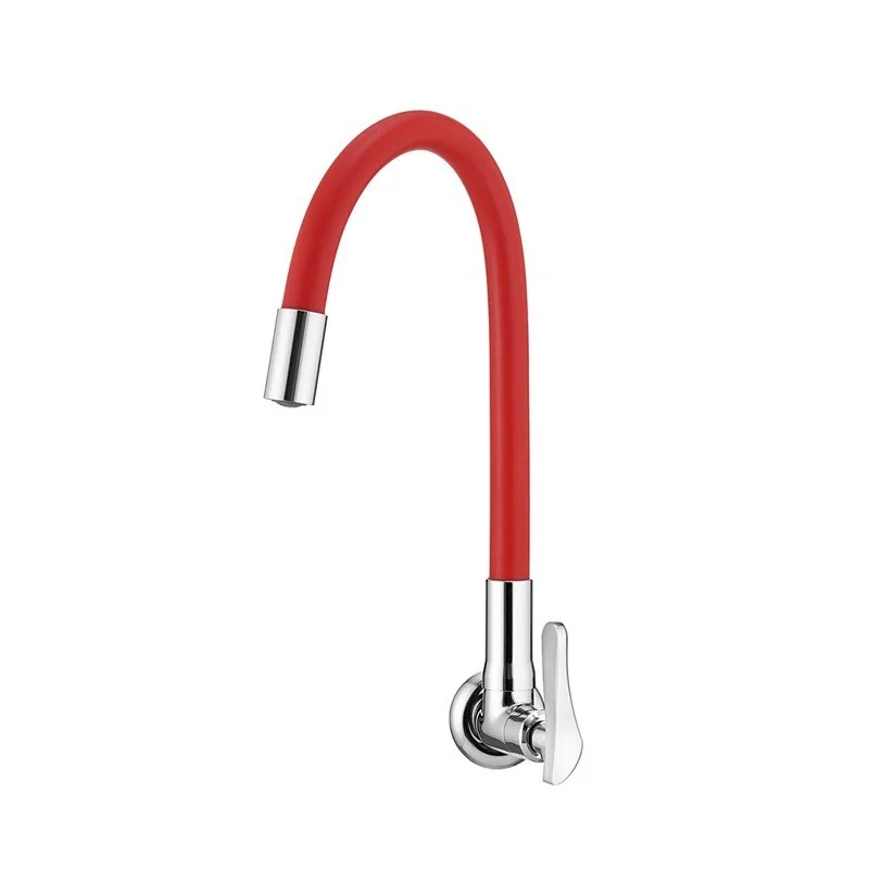 Torneira para Cozinha de Parede Bica Flexível R27 Vermelha