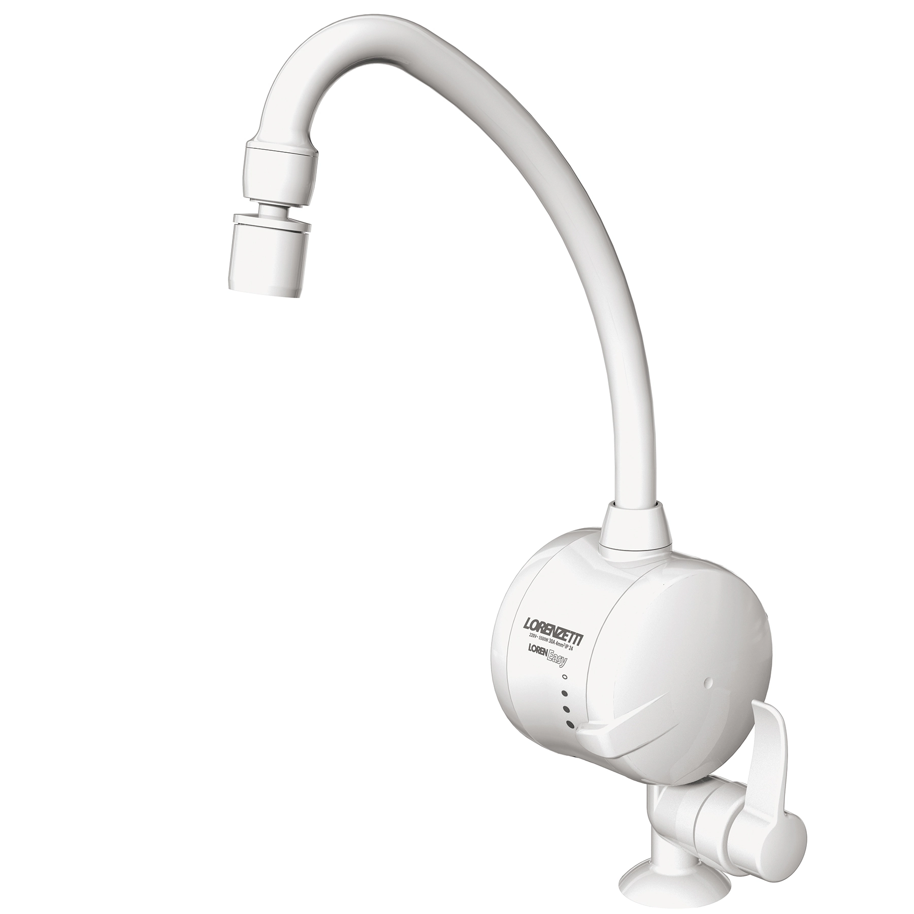 Torneira Elétrica de Pia para Cozinha com Bica Alta Branca 220V Easy Lorenzetti