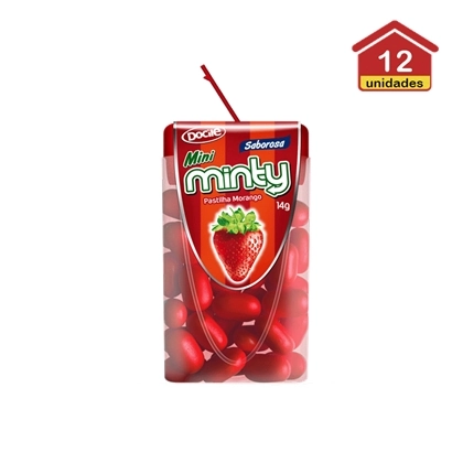 Pastilha Mini Minty Docile Morango 12unidade X