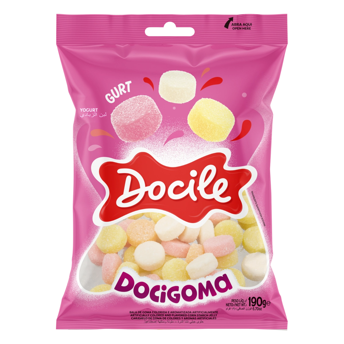 Bala De Goma Yogurt Docile Docigoma Pacote 190g