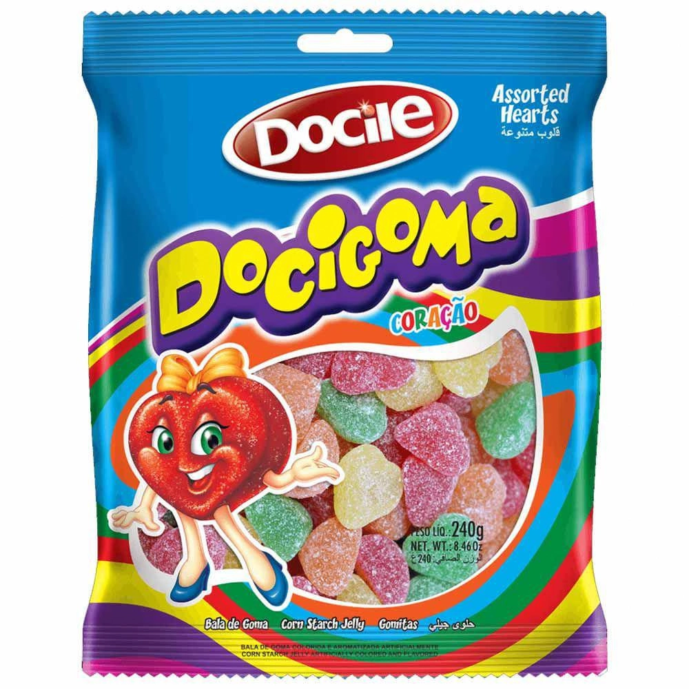 Bala De Goma Sortida Coração Docile Docigoma Pacote 190g