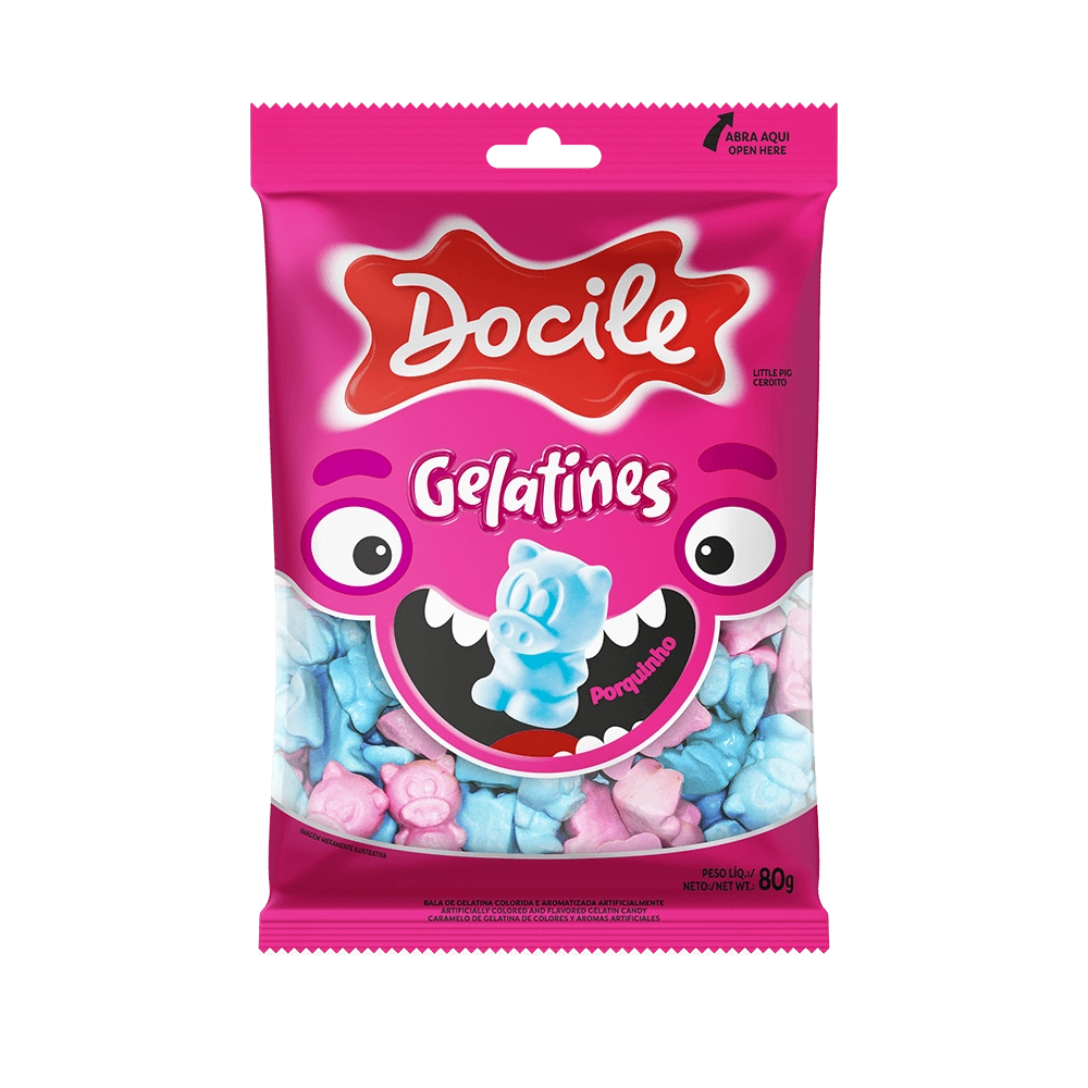 Bala Gelat Docile 80g Porquinho