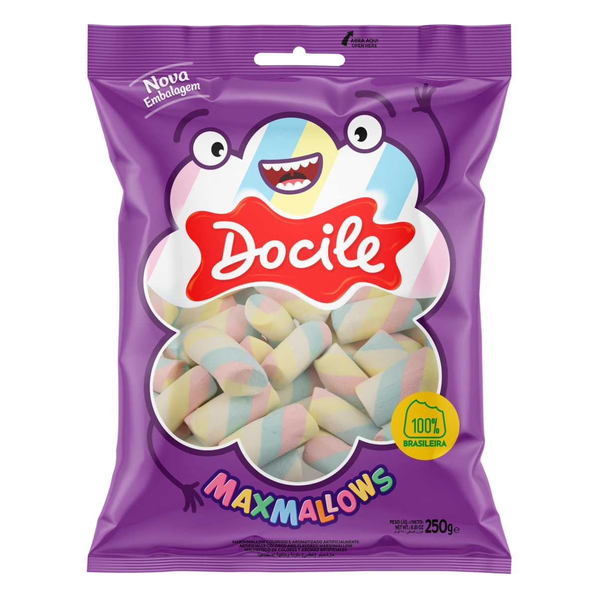 Marshmallow Baunilha Torção Docile Maxmallows Pacote 250g