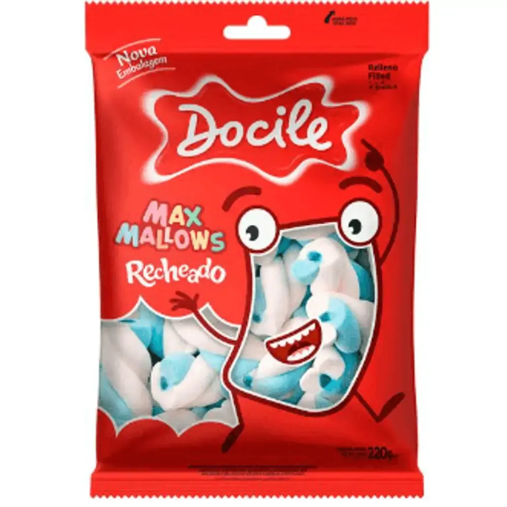 Maxmallows Recheado Twist Azul/branco Baunilha 220g