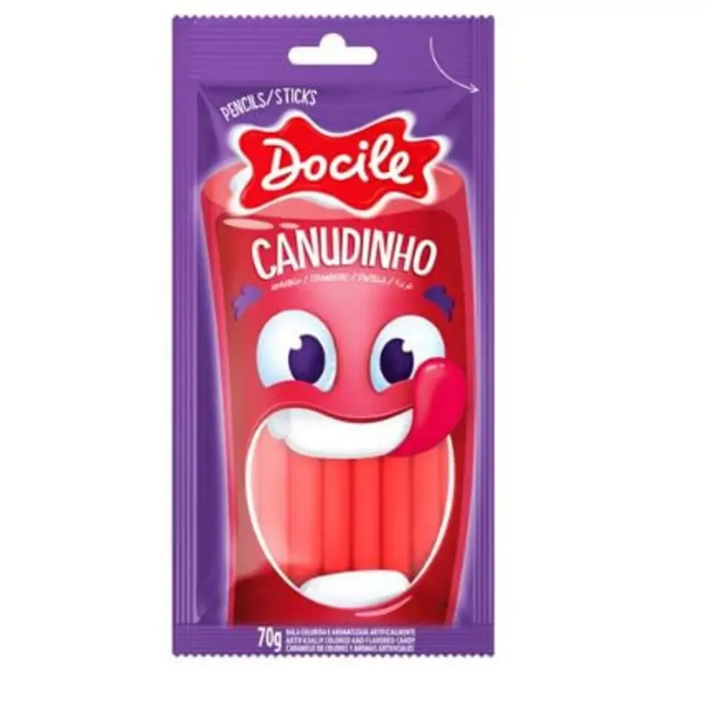 Bala Morango Canudinho Docile Pacote 70g