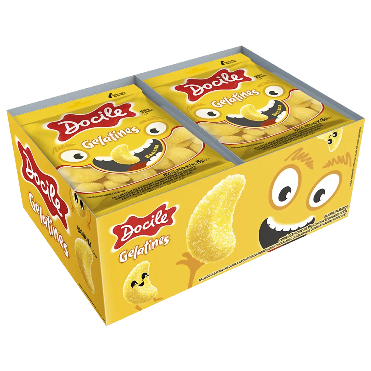 Gelatines Banana com 12 pacotinhos com 15g - Docile