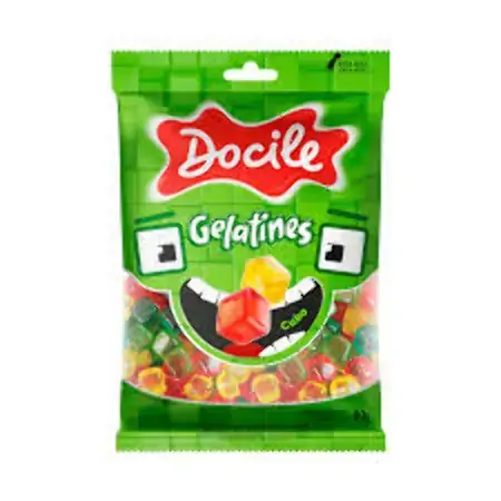 Bala De Gelatina Sortida Cubo Docile Gelatines Pacote 80g
