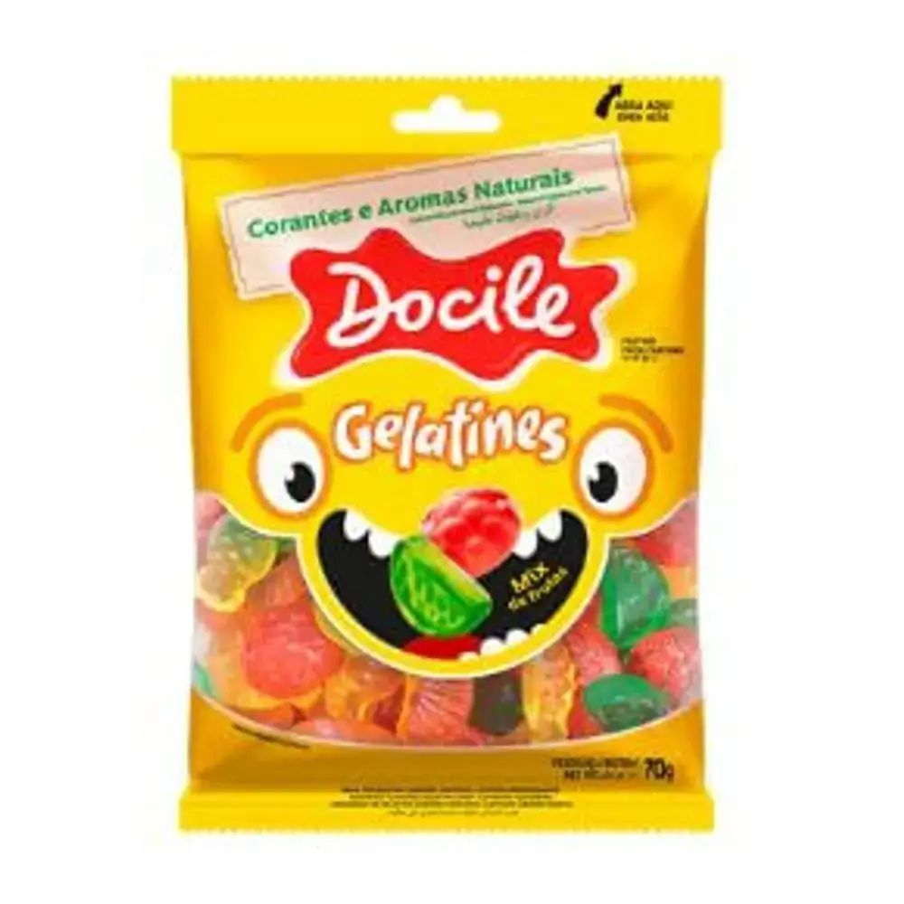 Bala De Gelatina Sortida Mix De Frutas Docile Gelatines Pacote 70g