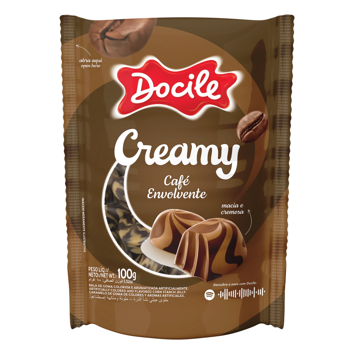 Bala De Goma Café Envolvente Docile Creamy Sachê 100g
