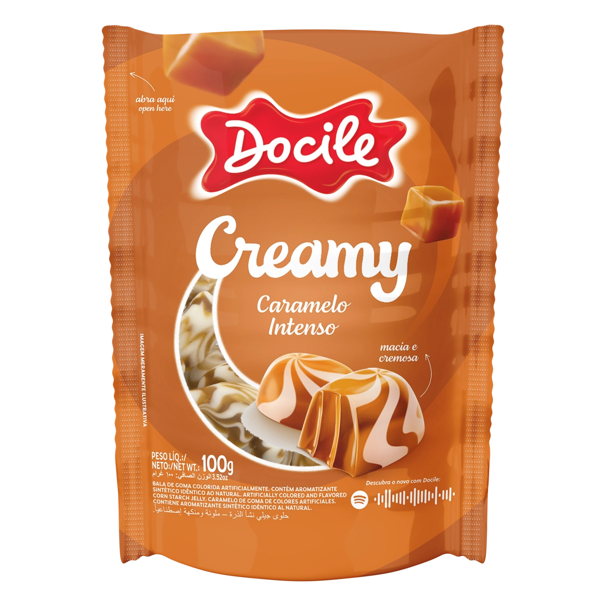 Bala De Goma Caramelo Intenso Docile Creamy Sachê 100g