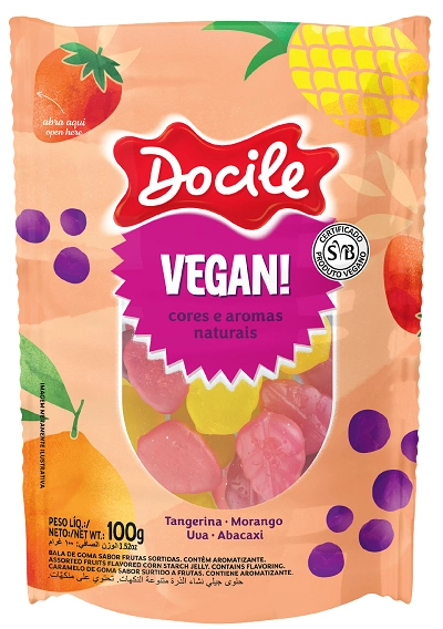 Bala Goma Docile Vegan Folhas Sortidos 100g