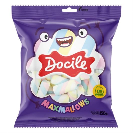 Marshmallow Baunilha Tubo Torção Docile Maxmallows Pacote 150g