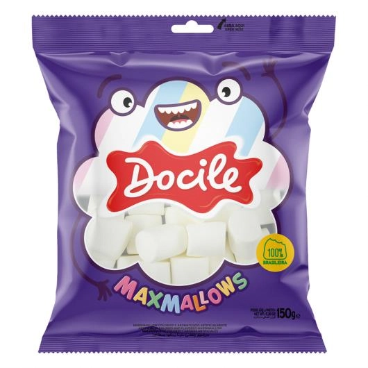 Marshmallow Baunilha Tubo Branco Docile Maxmallows Pacote 150g