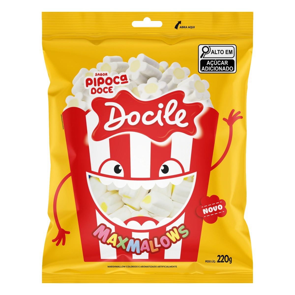 Marshmallow Pipoca Doce Docile Maxmallows Pacote 220g