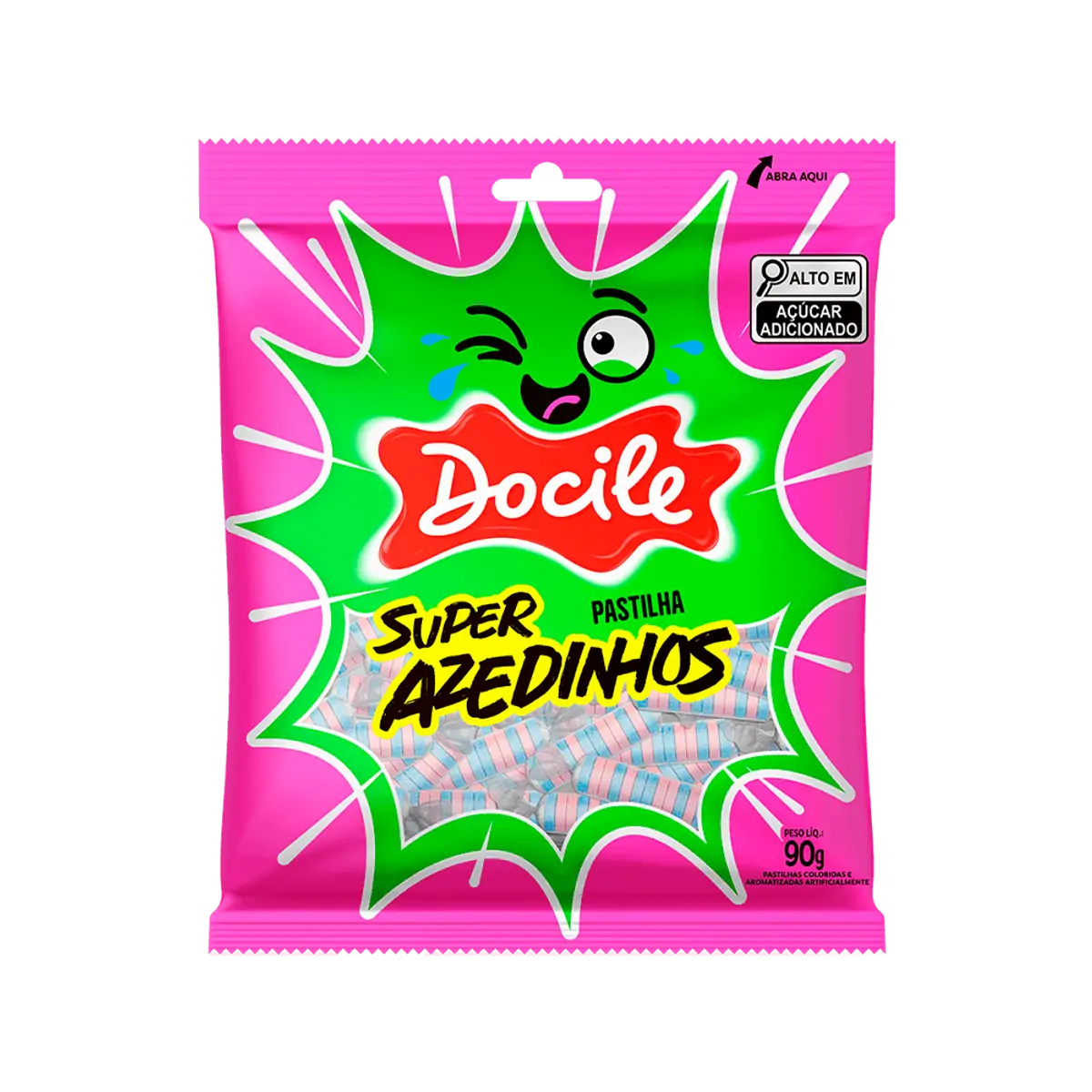 Pastilha Morango E Tutti Frutti Docile Super Azedinhos Pacote 90g