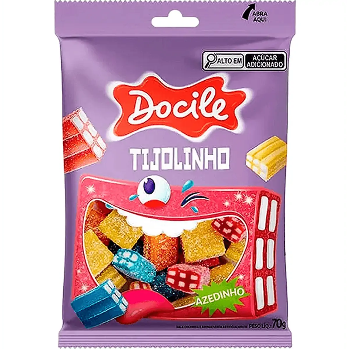 Bala Morango, Framboesa, Abacaxi Ou Laranja Tijolinho Azedinho Docile Pacote 70g