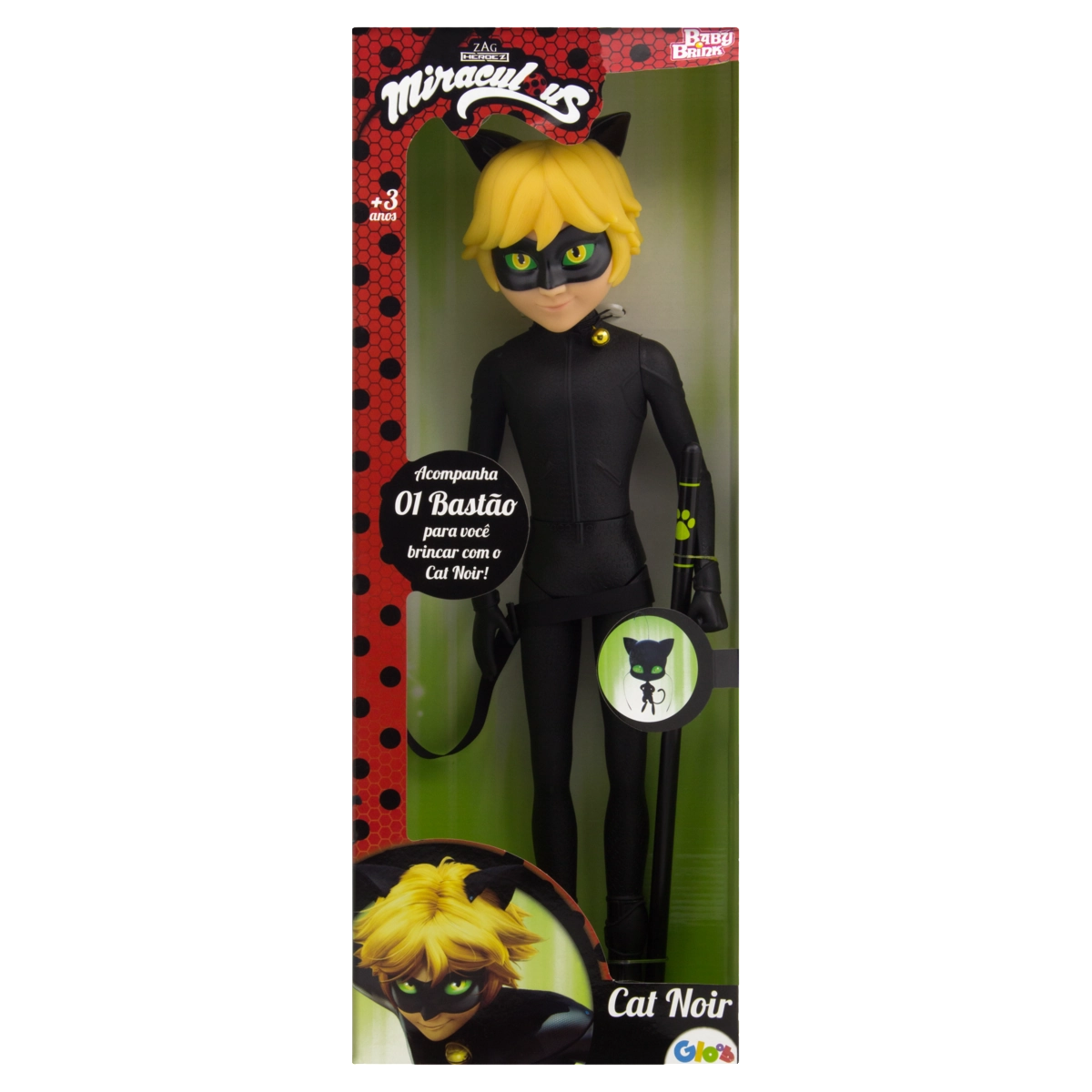 Boneco Miraculous - As Aventuras de Ladybug - Cat Noir - 55 cm - Novabrink
