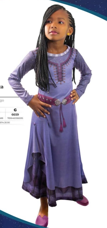 Fantasia Princesa Asha Vestido Infantil Wish Disney Tamanho P Novabrink