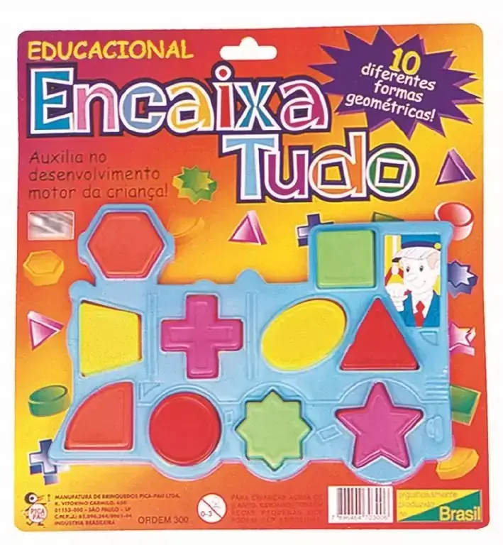 Encaixa Tudo Brinquedo Educacional 10 Formas Geométricas Para Encaixar, Pica Pau 300 - 98756