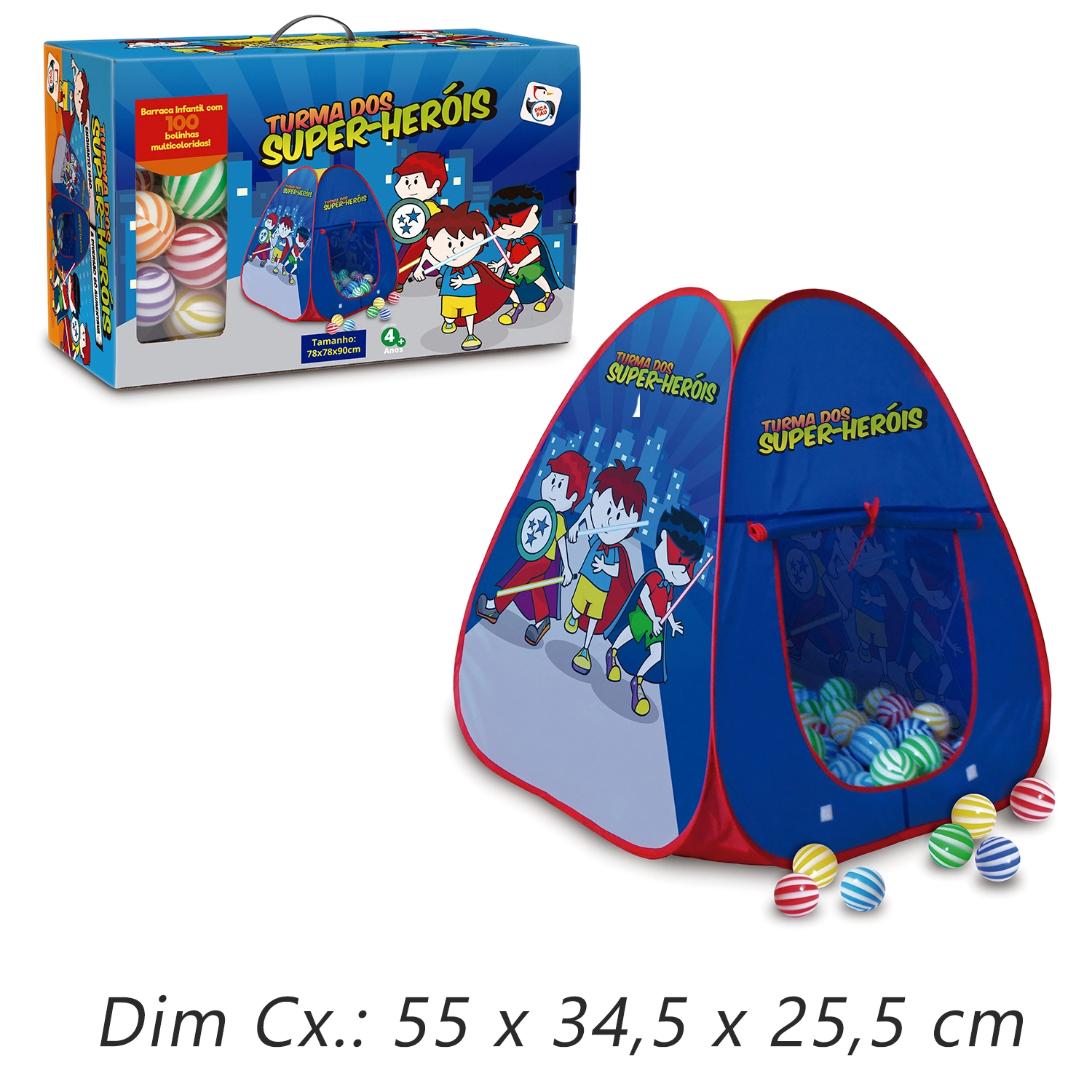Brinq Pica Pau Barraca C 100 Bolas Turma