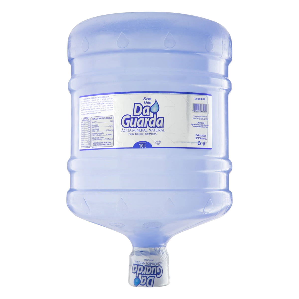 água Mineral Natural Sem Gás Daguarda Galão Retornável 10l