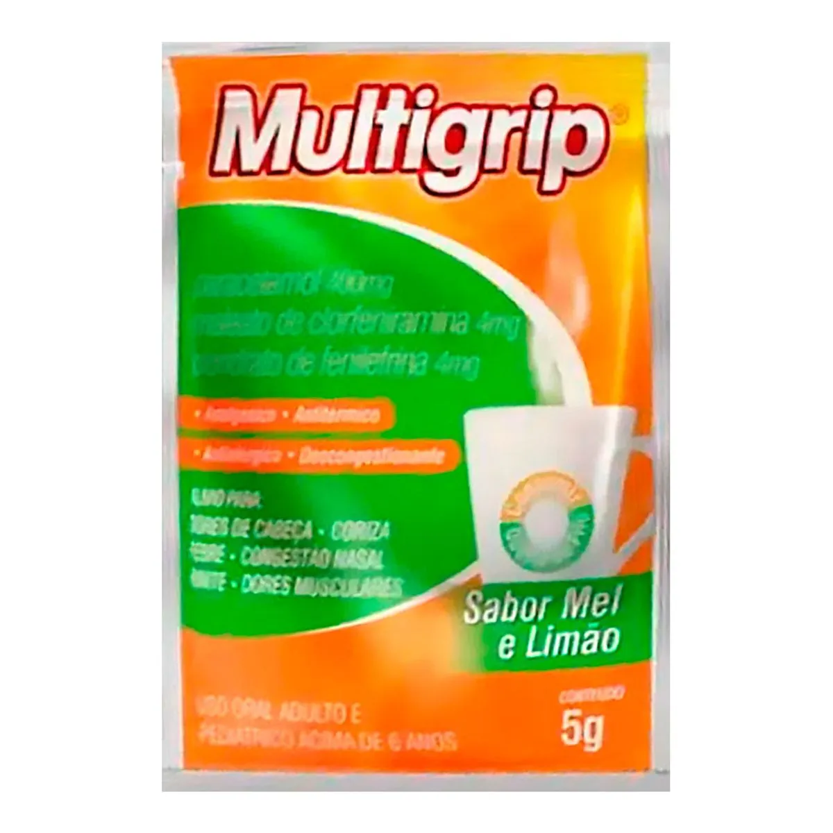 Multigrip Sabor Mel E Limao 4 Mg/g 4 Mg/g 400 Mg/g 50 Sachês 5 G Multilab Similar