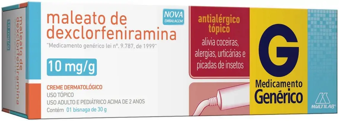 Maleato De Dexclorfeniramina 10 Mg/g Creme Dermatológico Multilab Genérico