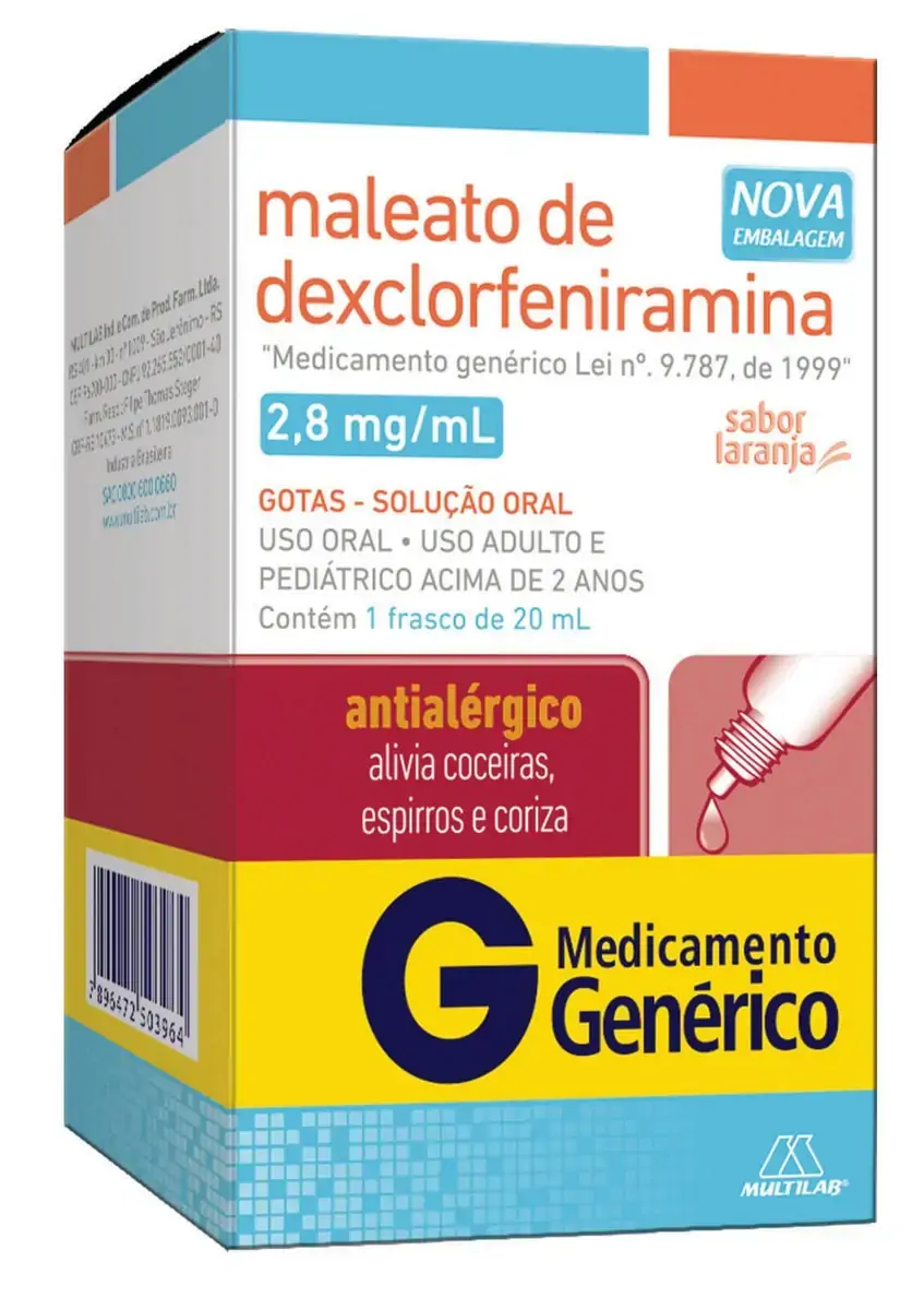 Maleato De Dexclorfeniramina 2,8 Mg/ml Gotas Multilab Genérico