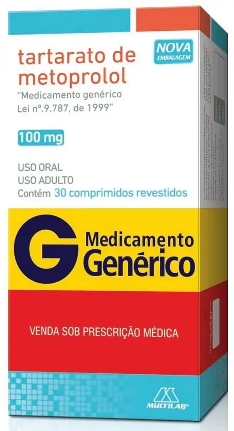 Tartarato De Metoprolol 100 Mg 30 Comprimidos Multilab Genérico