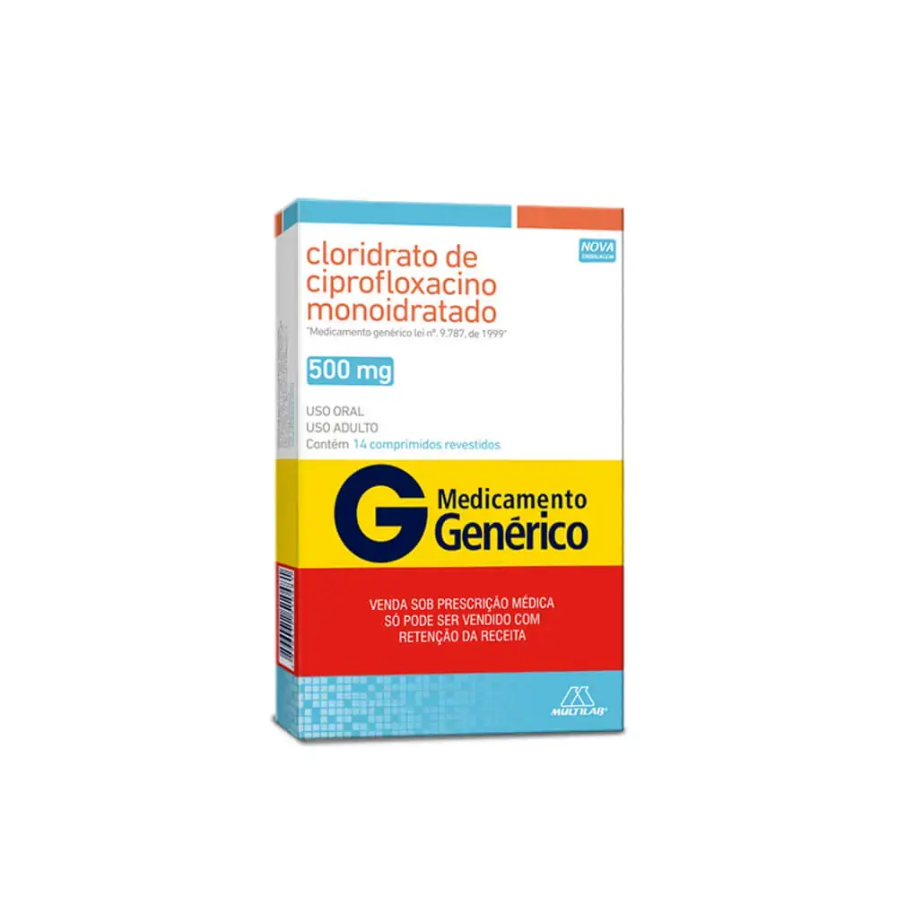 Cloridrato De Ciprofloxacino 500 Mg 14 Comprimidos Multilab Genérico