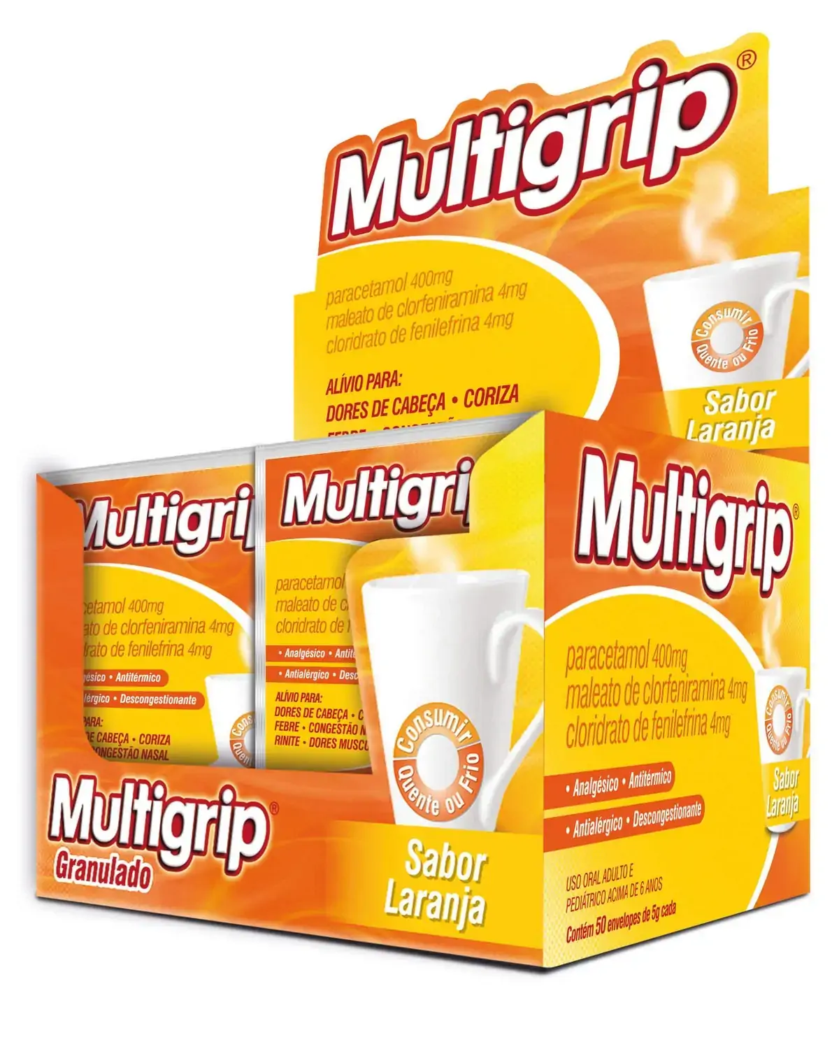 Multigrip Sabor Laranja 4 Mg/g 4 Mg/g 400 Mg/g 50 Envelopes 5 G Multilab Similar