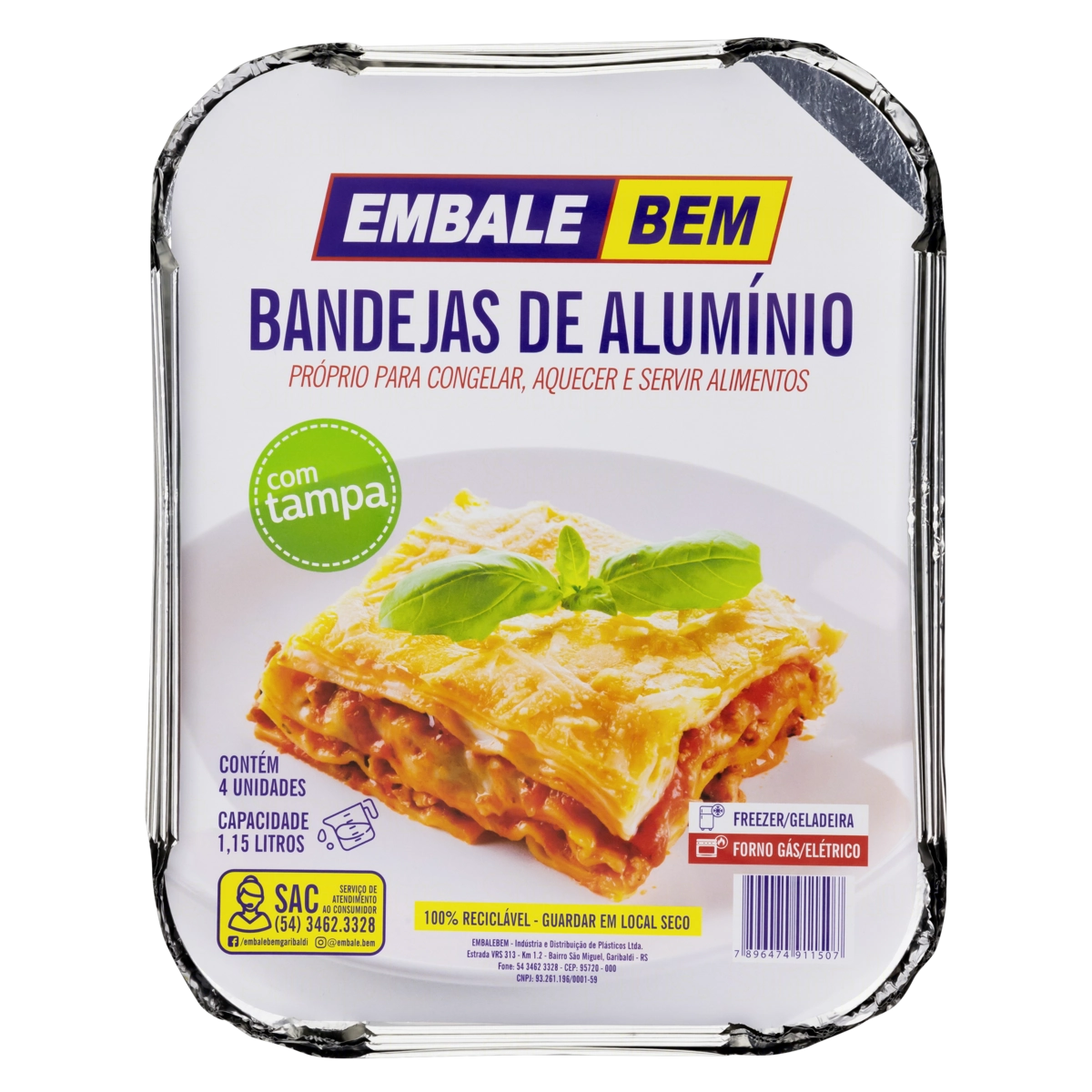 Bandeja Descartável Com Tampa 1,15l Embalebem 4 Unidades