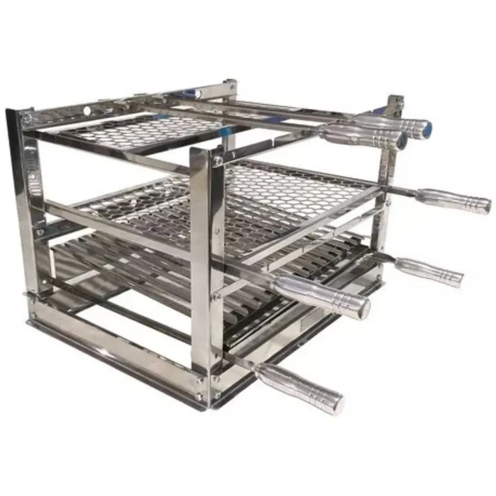 Suporte Grill Churrasqueira Grelhas E Espetos 50x45cm Em Inox Pantheon