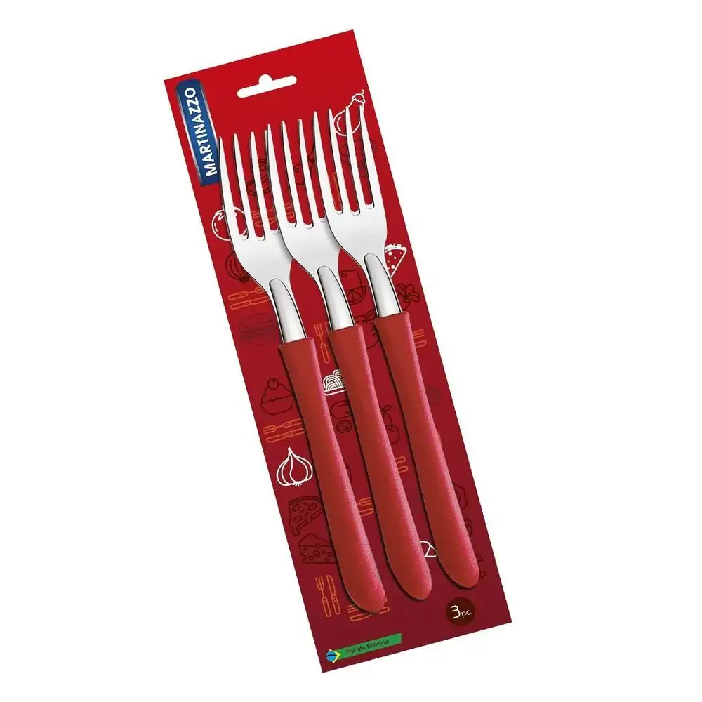 Garfo Mesa 3 Pc Vermelho Elegance