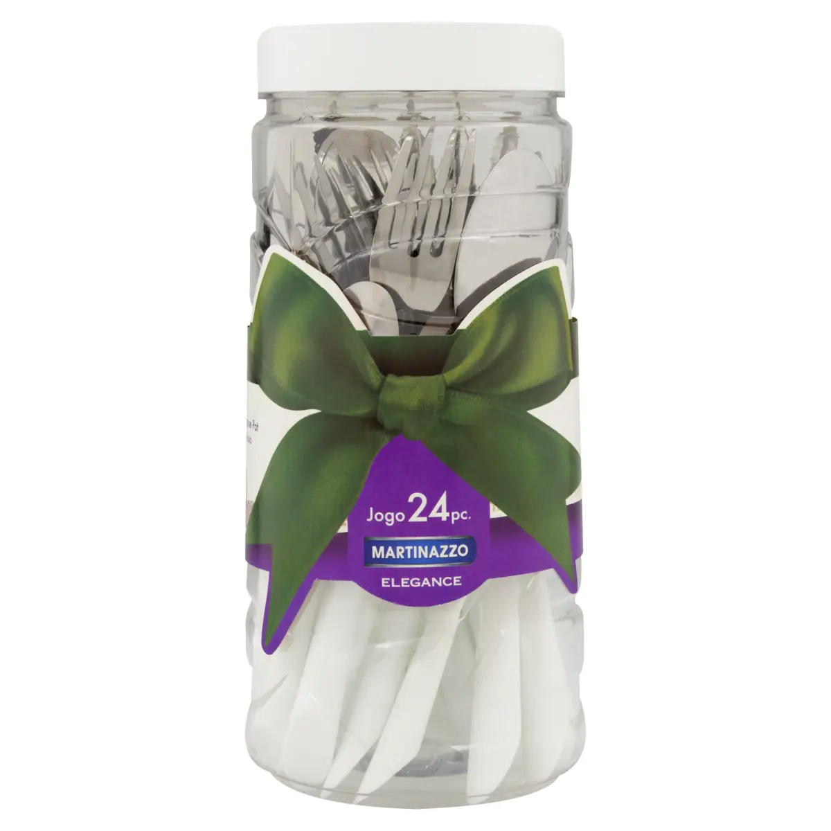 Jogo Faqueiro Inox Branco Martinazzo Elegance 24 Peças Grátis Pote Multiuso