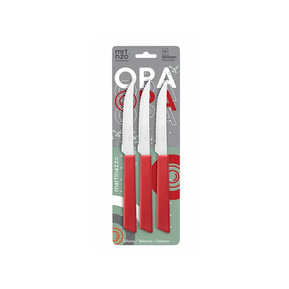 Faca De Mesa Martinazzo Cb Vermelho C/3