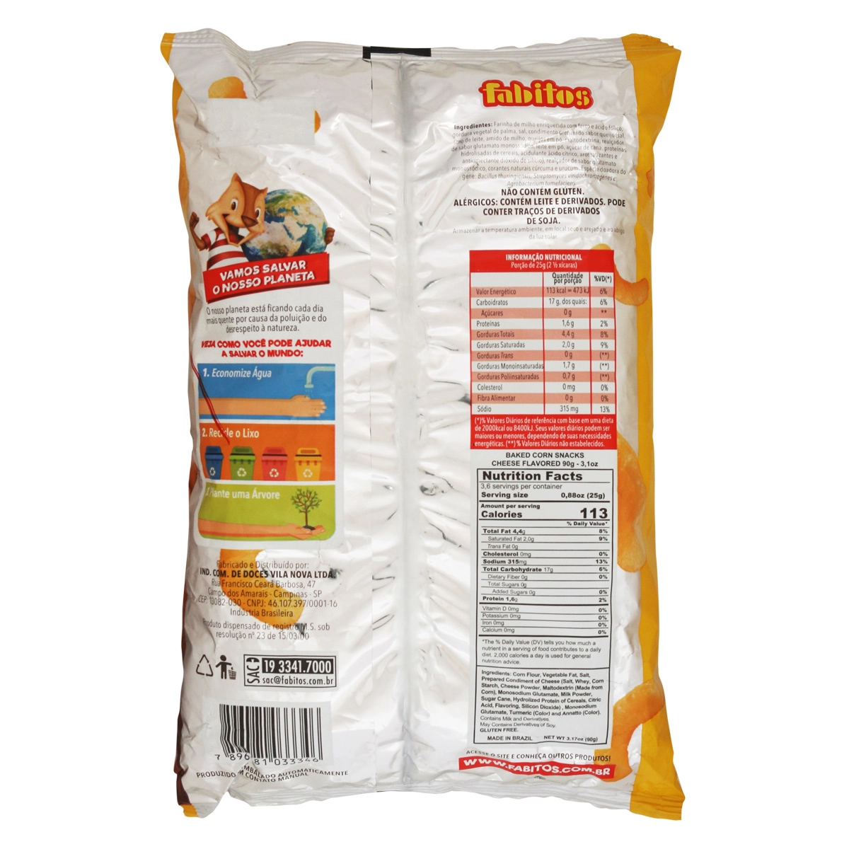 Salgadinho Fabitos 90g Queijo