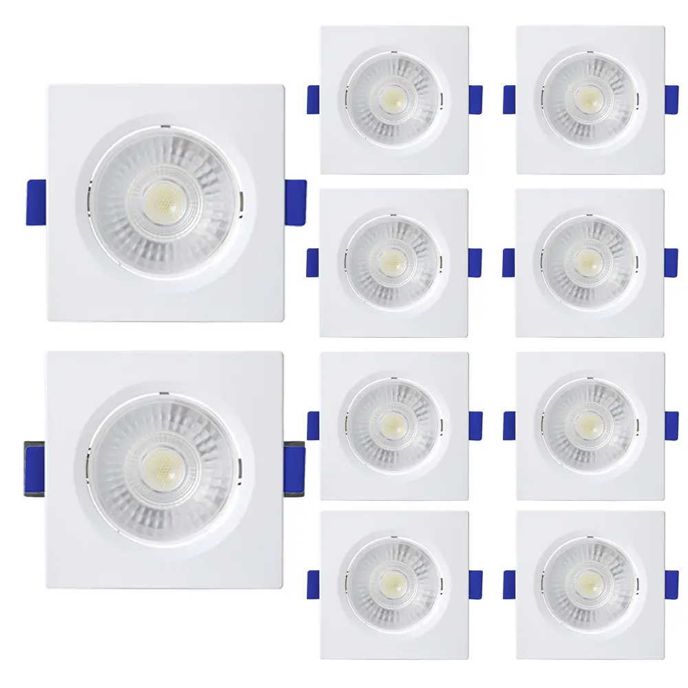 Kit 10 Spot De Led Embutir Slim Par20 Quadrado 8w Bivolt 6500k Frio