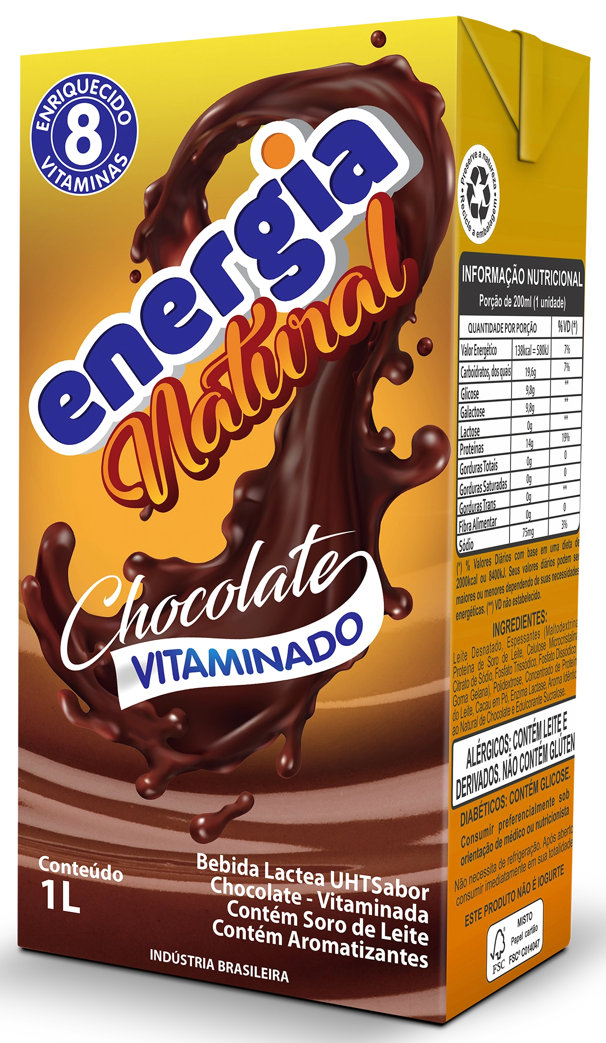 Bebida Lactea Energia Selita Chocolate 1l