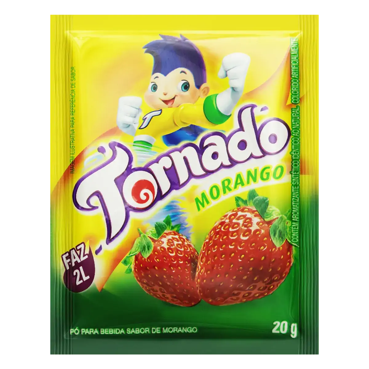 Refresco Em Pó Morango Tornado Pacote 20g