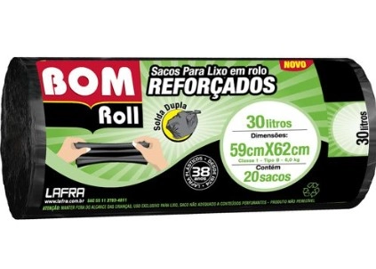Saco Lixo Embalar Roll Pto 30l C50