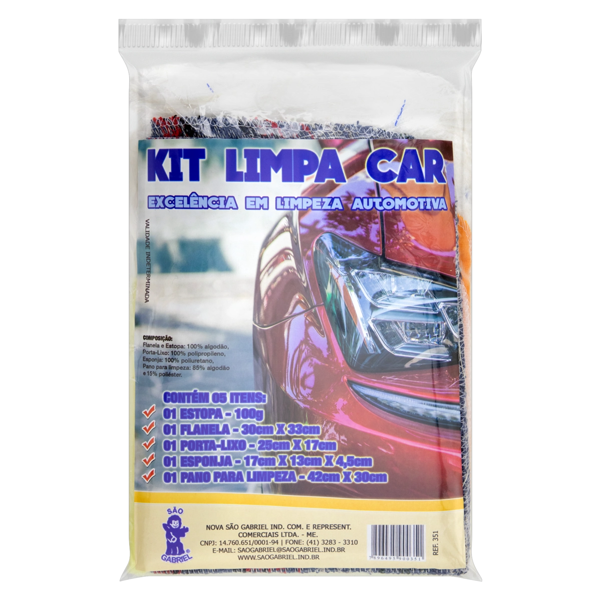 Kit Limpeza Automotiva São Gabriel Limpa Car 5 Unidades