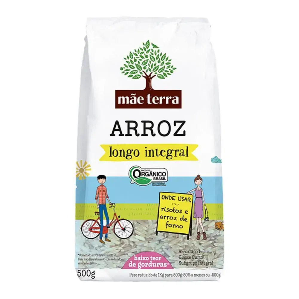 Arroz Integral Orgânico Mãe Terra Pacote 500g