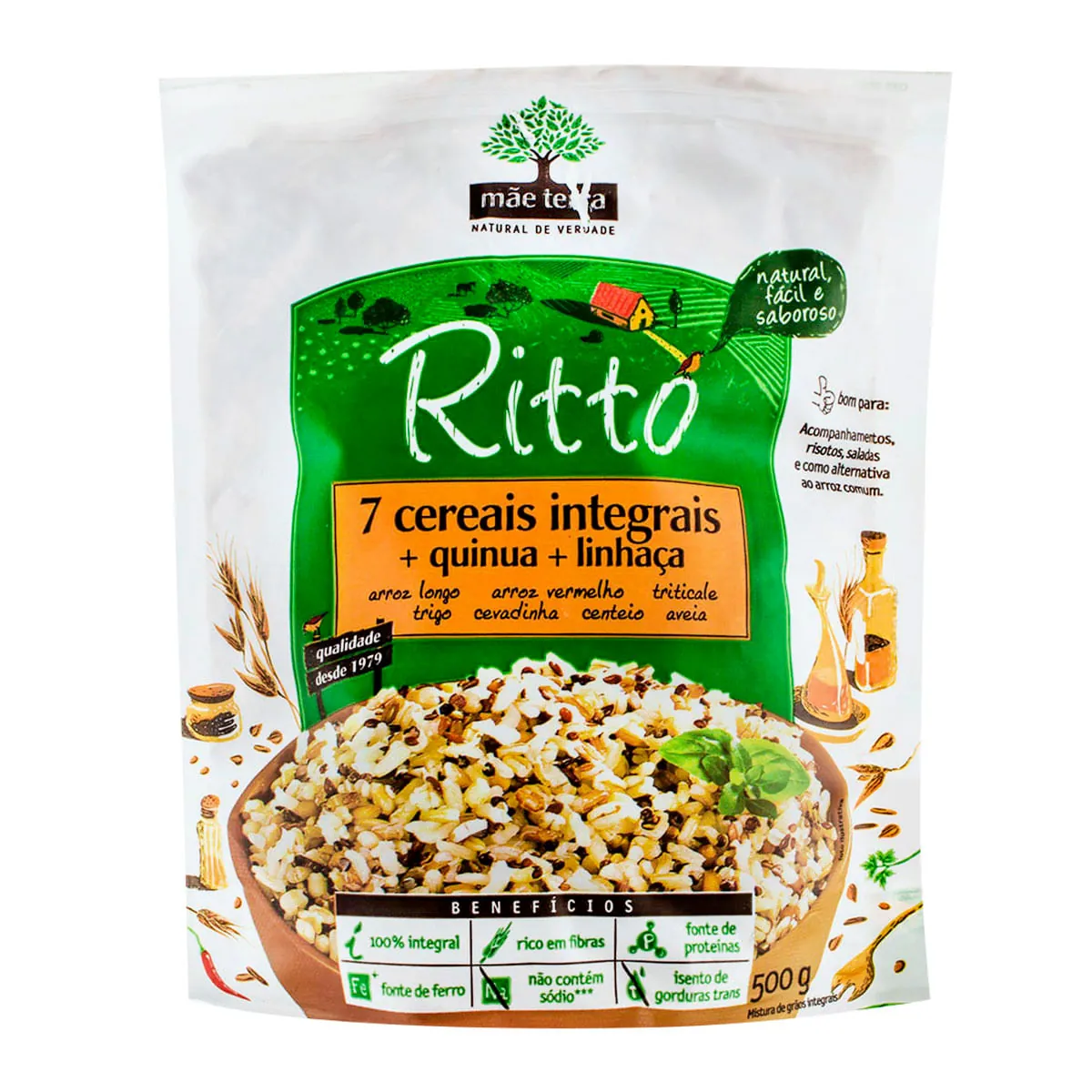 Arroz Integral 7 Cereais Mãe Terra Ritto Pouch 500g