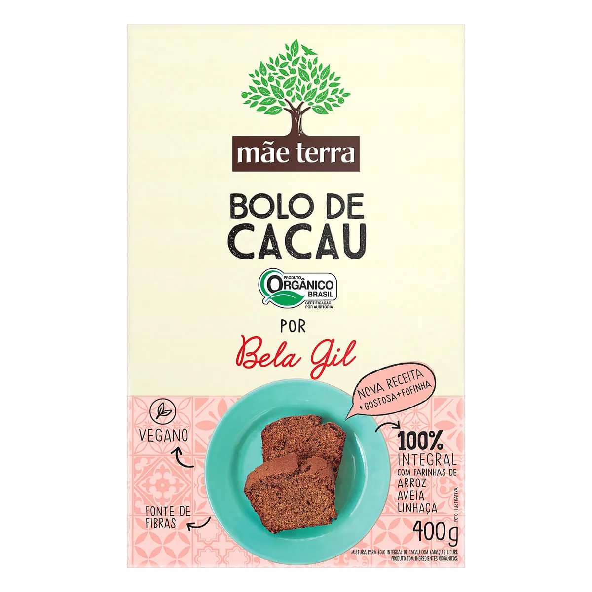 Mistura para Bolo Integral Orgânico Cacau Mãe Terra Bela Gil 400 g