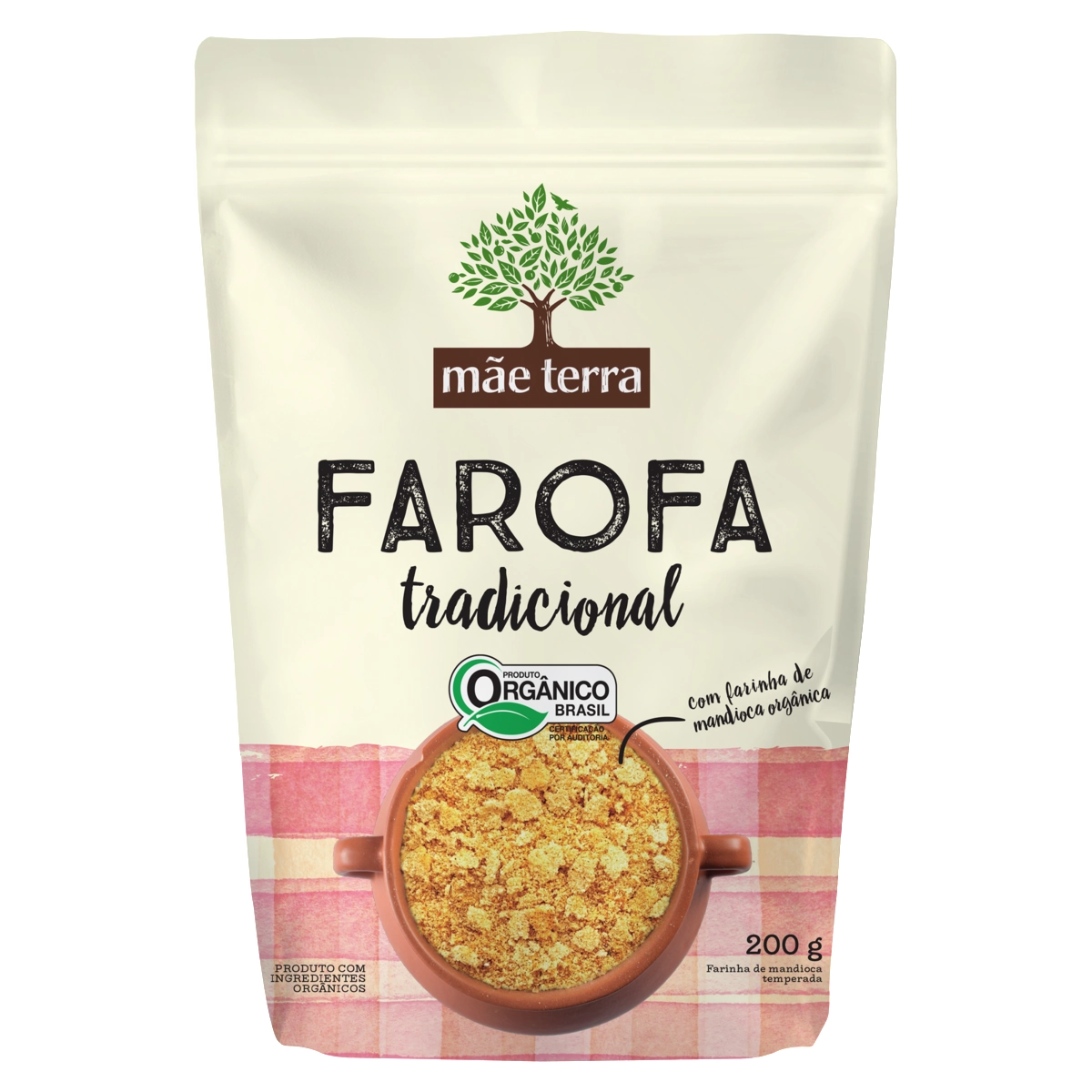 Farofa de Mandioca Orgânica Tradicional Mãe Terra Pouch 200g