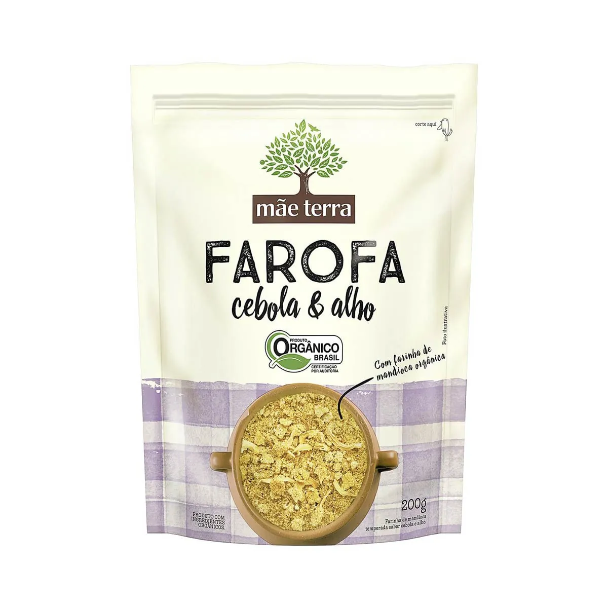Farofa de Mandioca Temperada Cebola e Alho Mãe Terra 200g